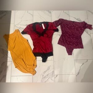 3 body suits, a new day sz Large, Victoria secret sz x-small, guess sz Small